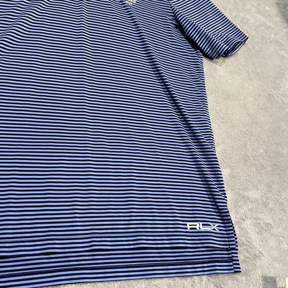 RLX Ralph Lauren Polo Shirt Mens Large Blue Striped Golf Performance Patriot Cup - Picture 3 of 9